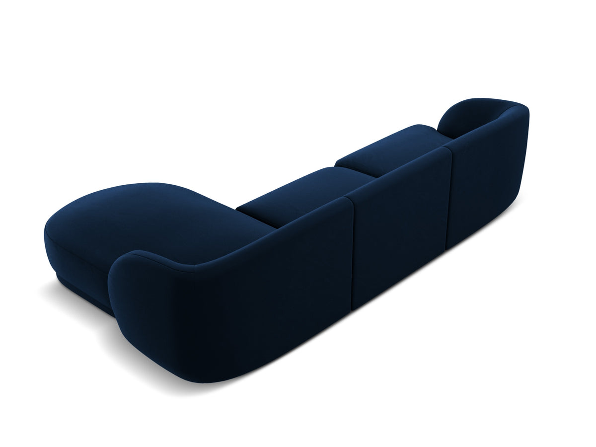 Miley Velour Ecksofa rechts 4 Sitzer in Royal Blue-Bluvel präsentiert im Onlineshop von KAQTU Design AG. L-Sofa rechts ist von Micadoni
