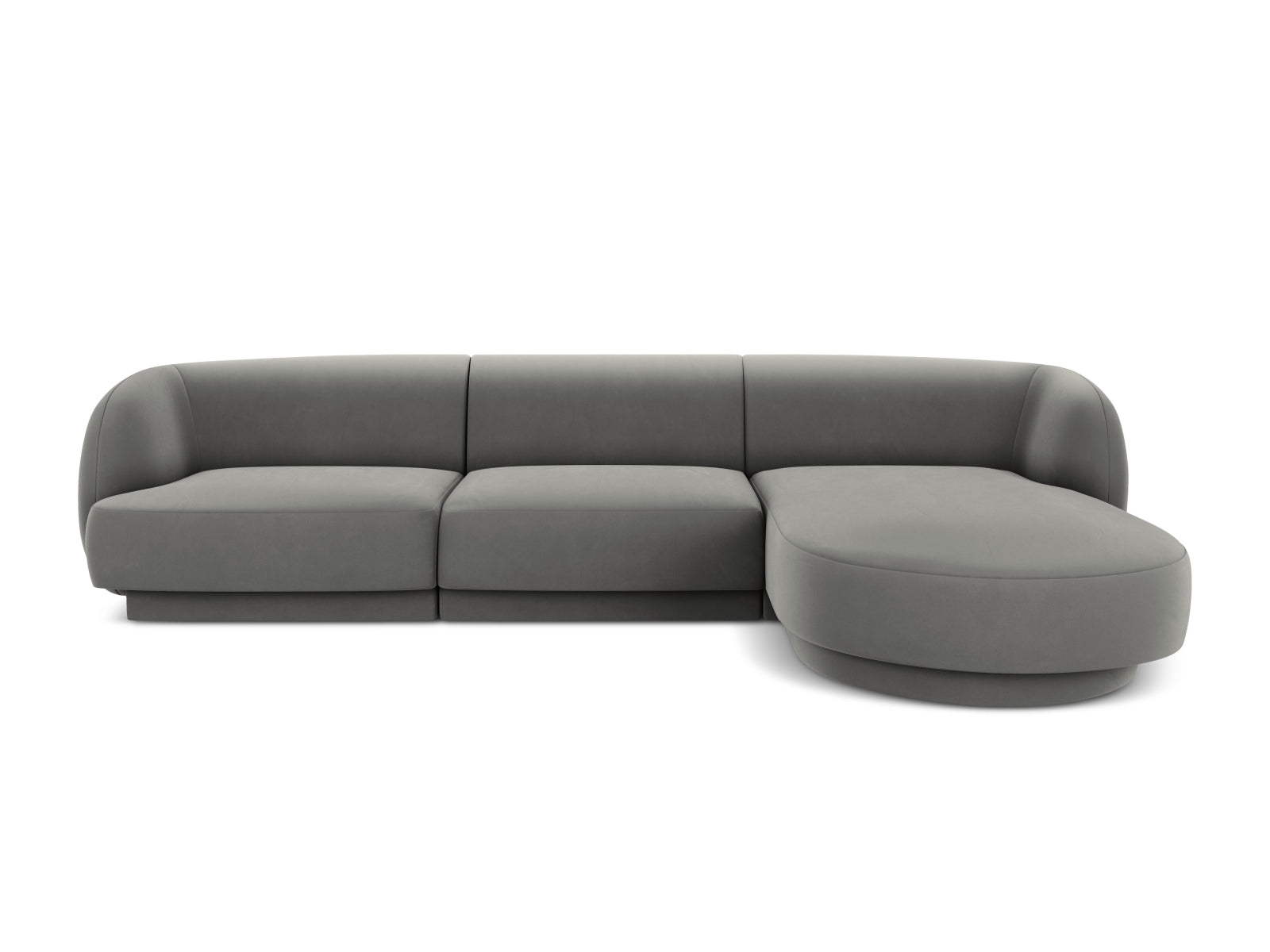Miley Velour Ecksofa rechts 4 Sitzer in Light Grey-Bluvel präsentiert im Onlineshop von KAQTU Design AG. L-Sofa rechts ist von Micadoni