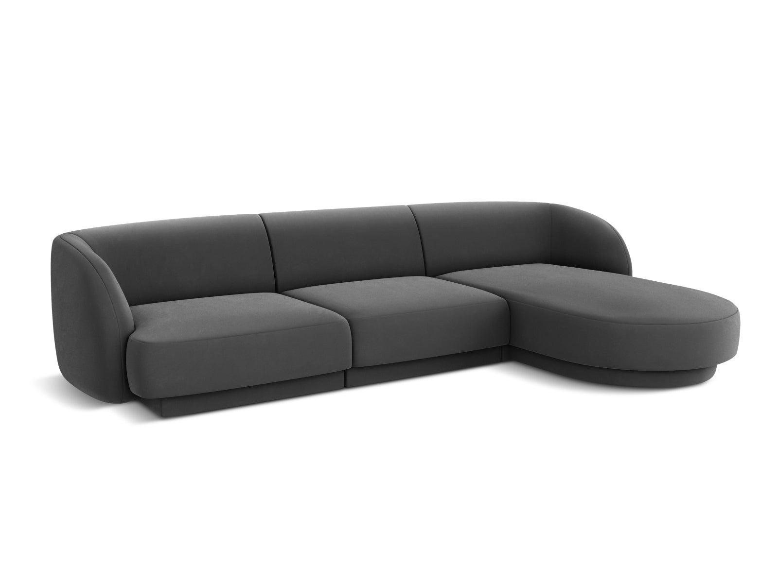 Miley Velour Ecksofa rechts 4 Sitzer in Grey präsentiert im Onlineshop von KAQTU Design AG. Ecksofa rechts ist von Micadoni
