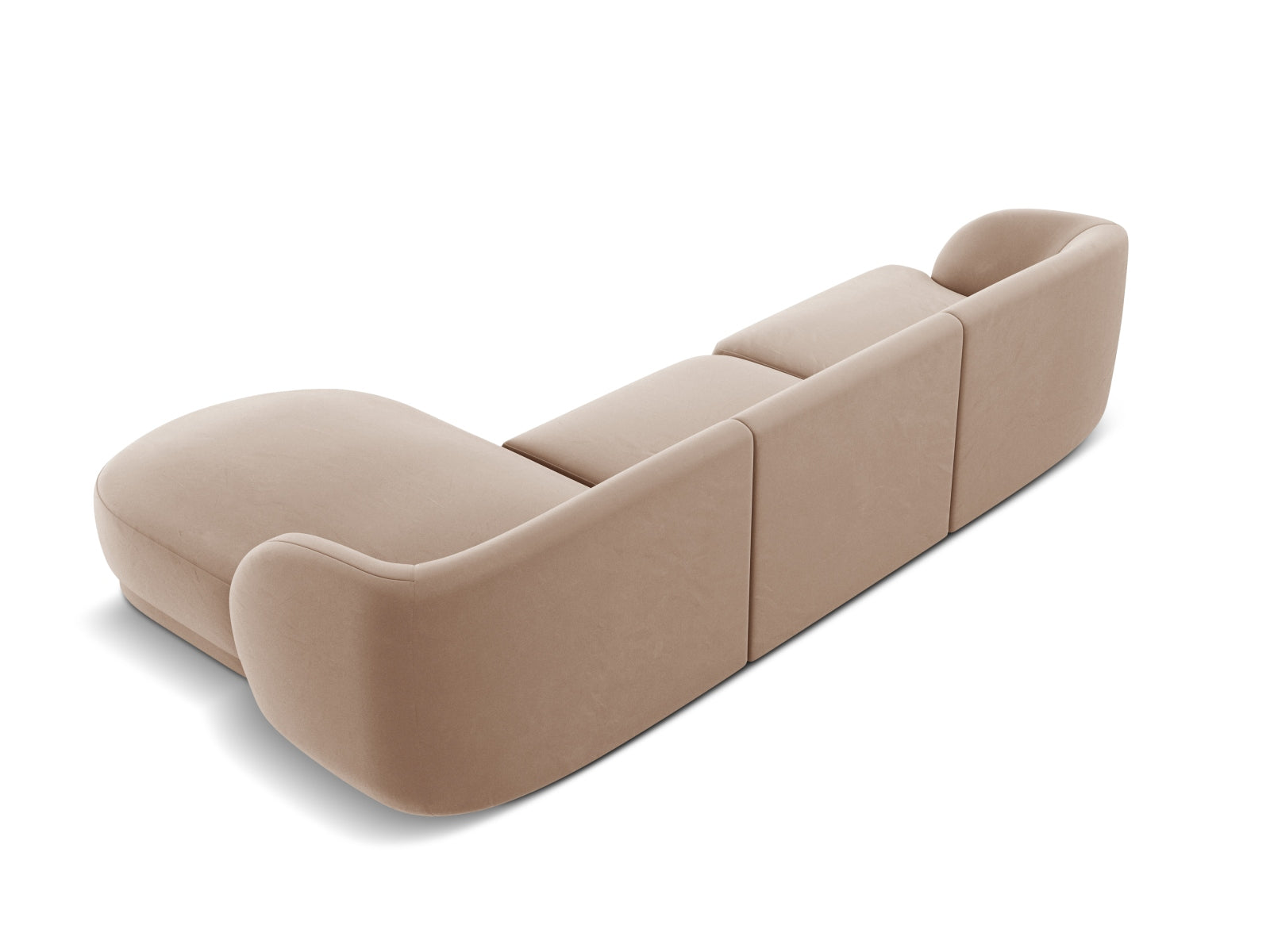 Elegantes, modernes 4-Sitzer Ecksofa Miley in weichem Velours, rechtsseitig, ideal für stilvolle Wohnräume von Micadoni.