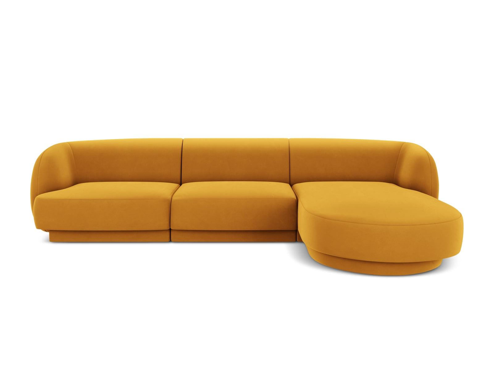Miley Velour Ecksofa rechts 4 Sitzer in Yellow-Bluvel präsentiert im Onlineshop von KAQTU Design AG. L-Sofa rechts ist von Micadoni