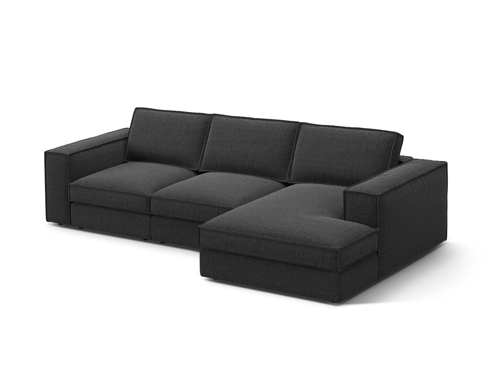 Elegantes 3-Sitzer Ecksofa Pola in Schwarz, ideal für moderne Wohnräume. Hochwertige Verarbeitung und stilvolles Design von Micadoni.