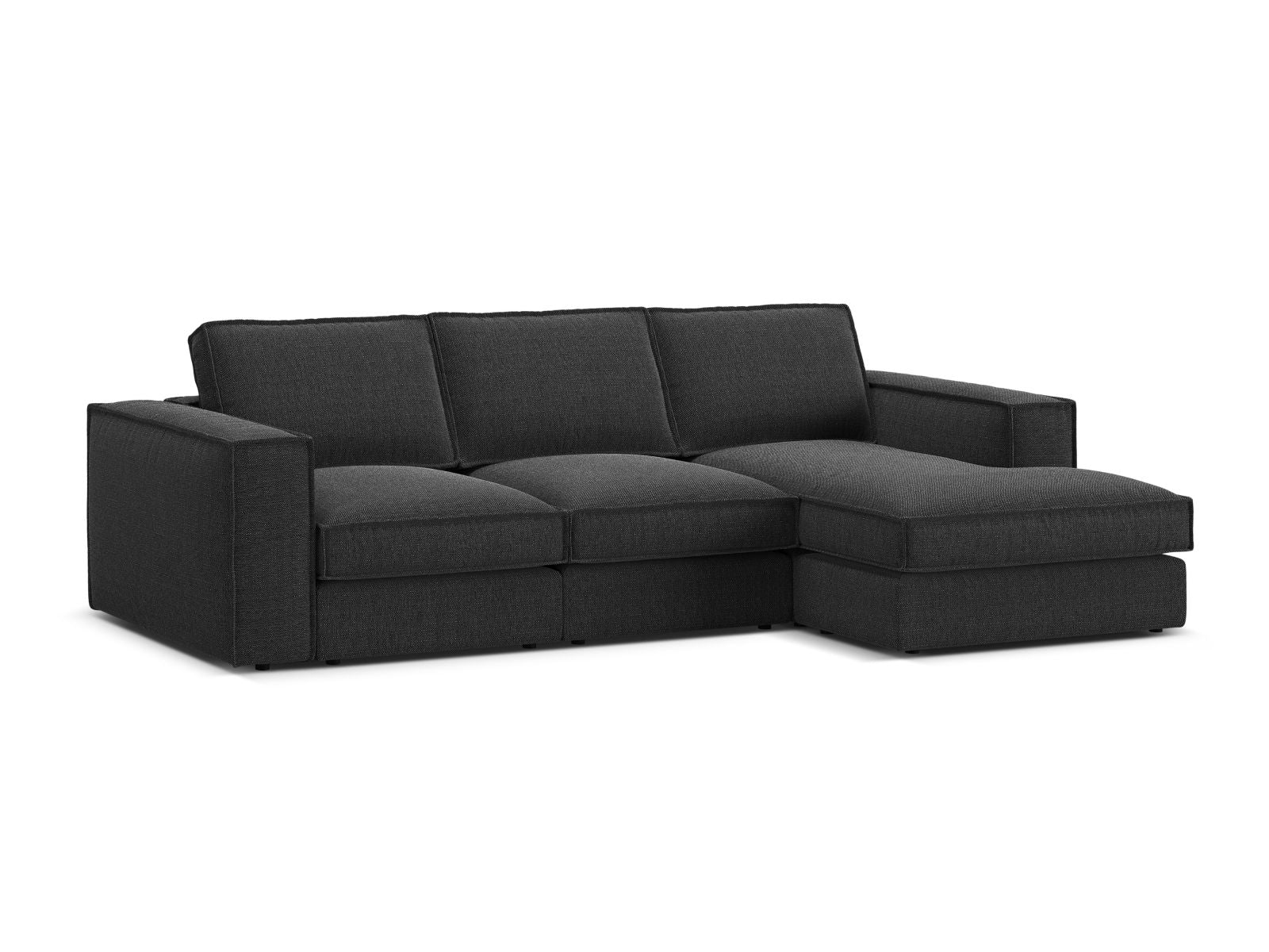 Elegantes 3-Sitzer Ecksofa Pola in Schwarz, ideal für moderne Wohnräume. Hochwertige Verarbeitung und stilvolles Design von Micadoni.