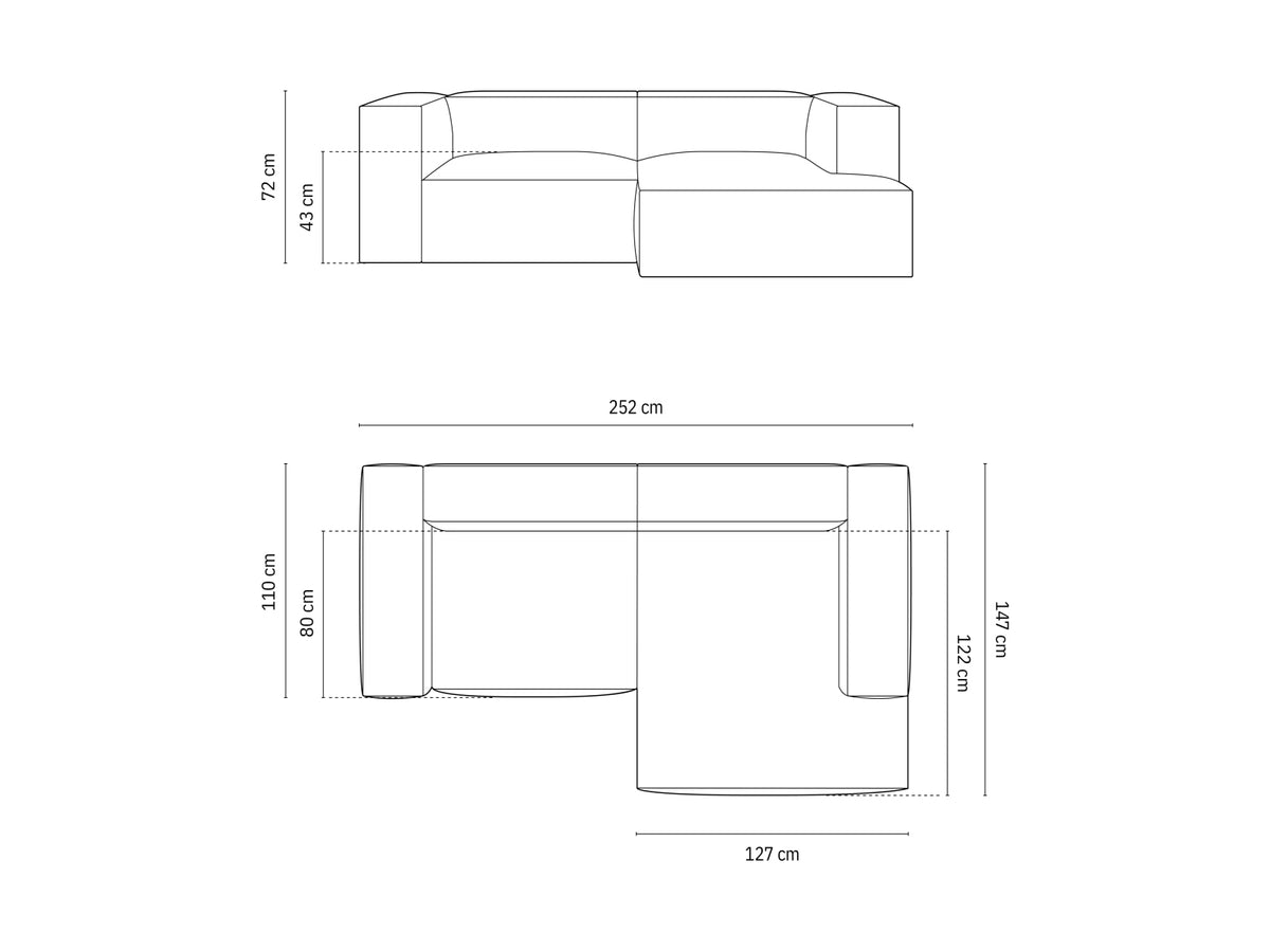 Nuria Velour Modular Ecksofa rechts 3 Sitzer in Nude-Paris präsentiert im Onlineshop von KAQTU Design AG. L-Sofa rechts ist von Micadoni