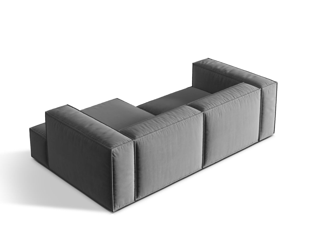 Nuria Velour Modular Ecksofa rechts 3 Sitzer in Grey-Paris präsentiert im Onlineshop von KAQTU Design AG. L-Sofa rechts ist von Micadoni