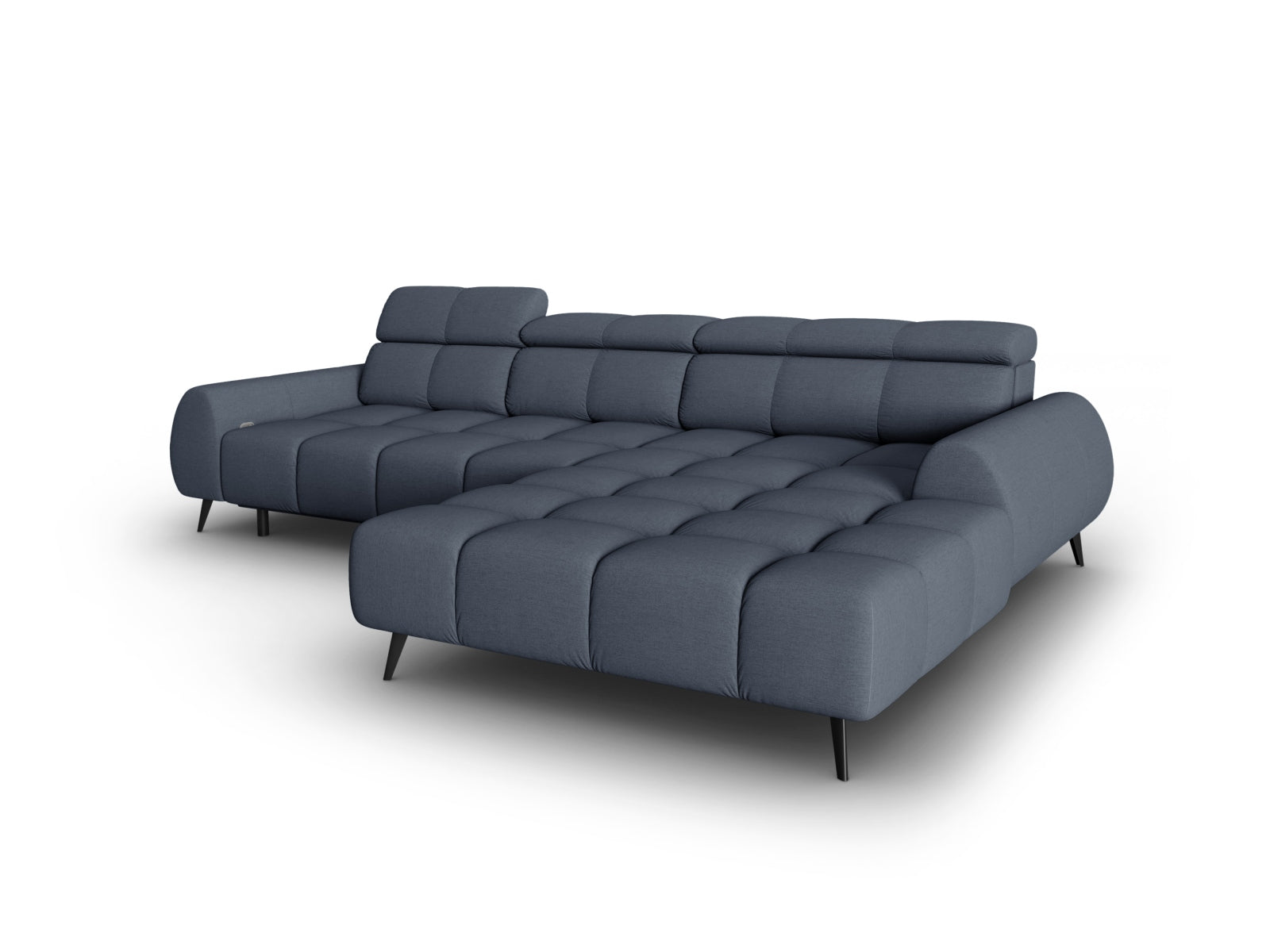 Entdecken Sie das Alyse Electric Ecksofa rechts von Micadoni – ein elegantes 5-Sitzer Sofa aus hochwertigem Velours, das modernen Komfort bietet.