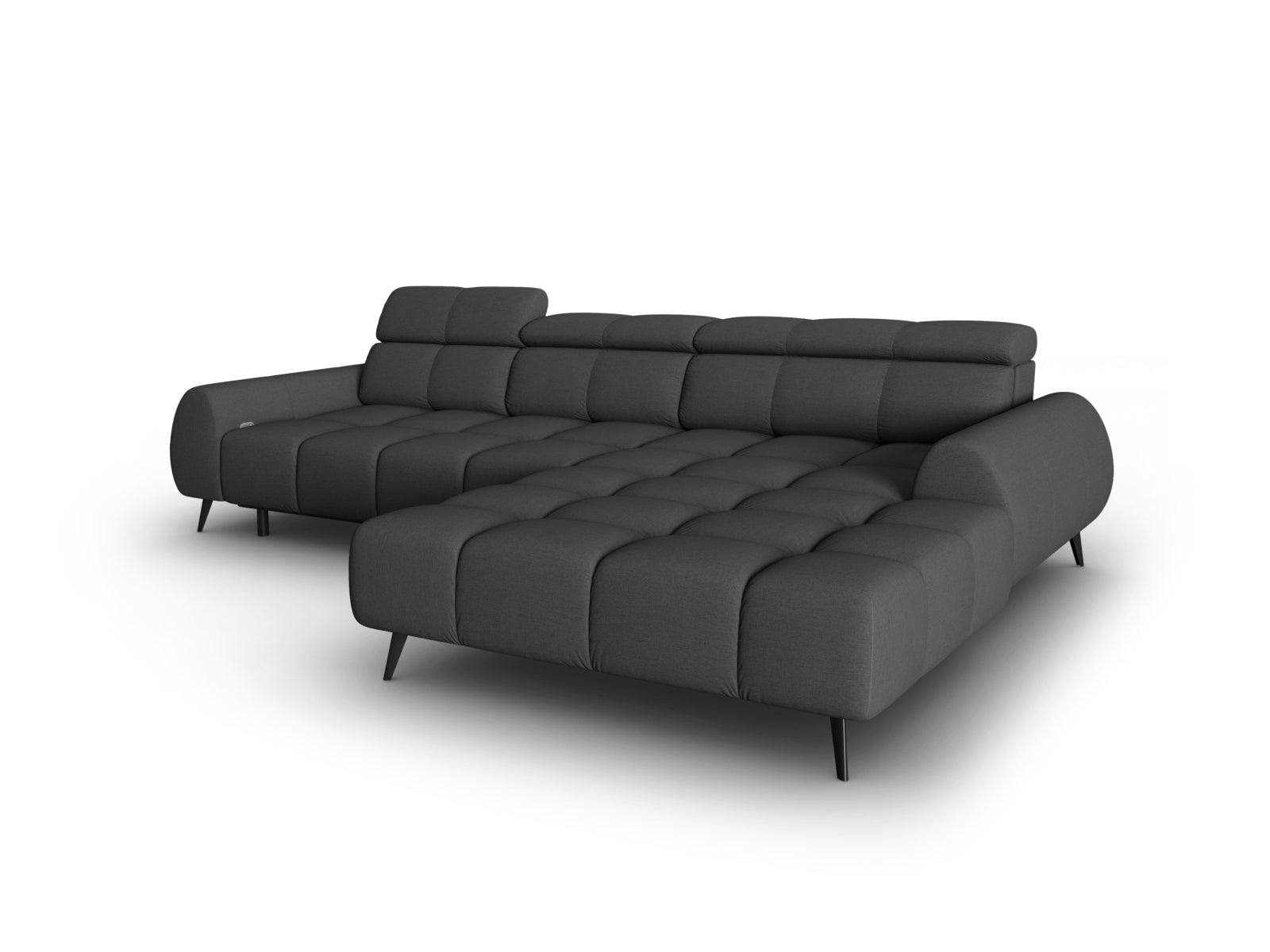 Erleben Sie das Alyse Electric Ecksofa rechts von Micadoni – ein stilvolles 5-Sitzer Sofa aus luxuriösem Velours, das modernen Komfort bietet.