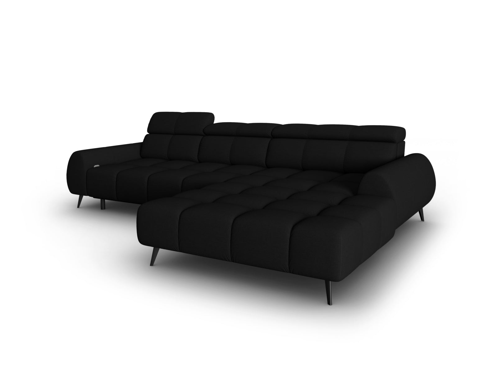 Entdecken Sie das Alyse Electric Ecksofa rechts von Micadoni – ein elegantes 5-Sitzer Sofa aus hochwertigem Velours, das ultimativen Komfort und Stil vereint.