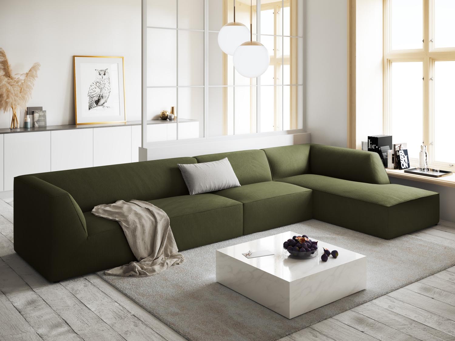 Elegantes Ruby Ecksofa in stilvollem Design, 5-Sitzer, modulare Form, ideal für moderne Wohnräume, präsentiert von Micadoni.