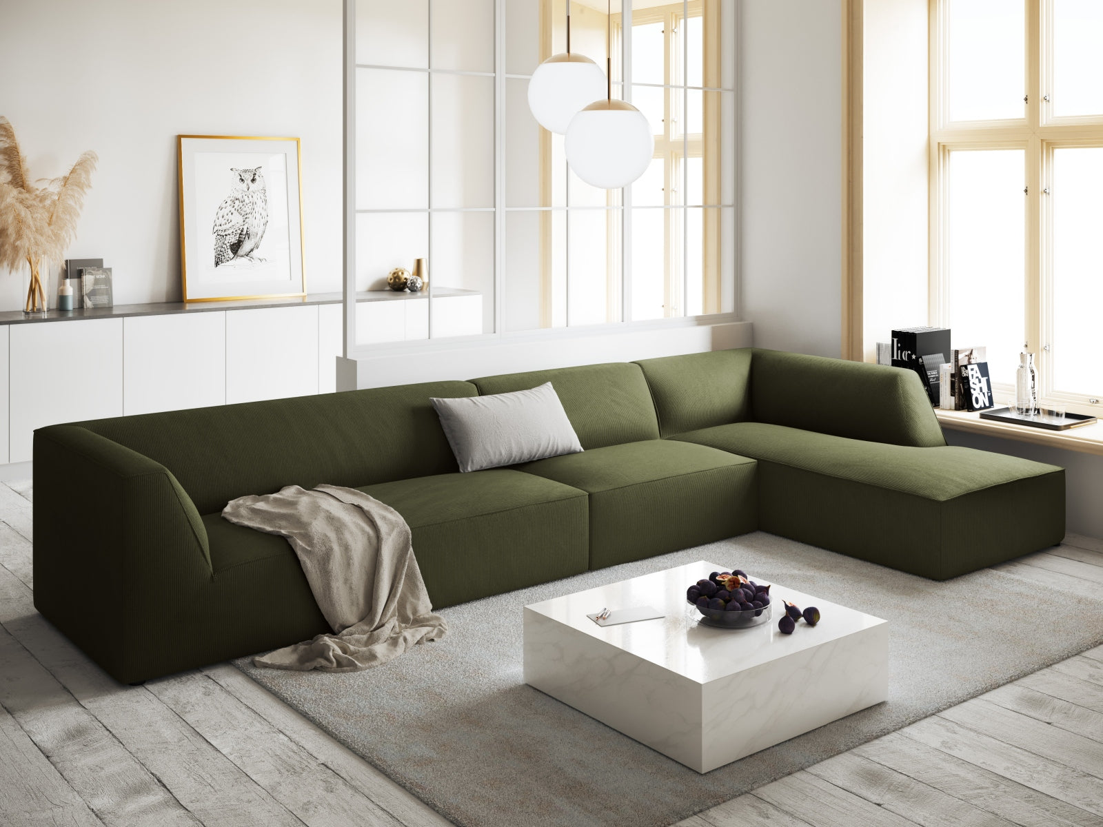Ruby Modulares Ecksofa rechts 5 Sitzer in Green präsentiert im Onlineshop von KAQTU Design AG. Ecksofa rechts ist von Micadoni