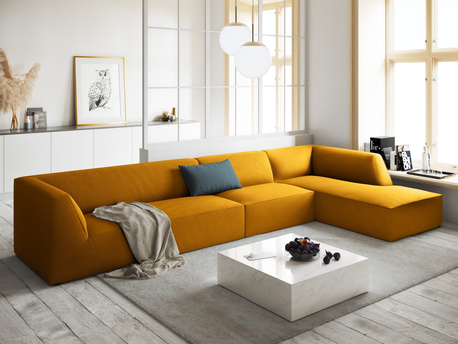 Ruby Modulares Ecksofa rechts 5 Sitzer in Yellow präsentiert im Onlineshop von KAQTU Design AG. Ecksofa rechts ist von Micadoni