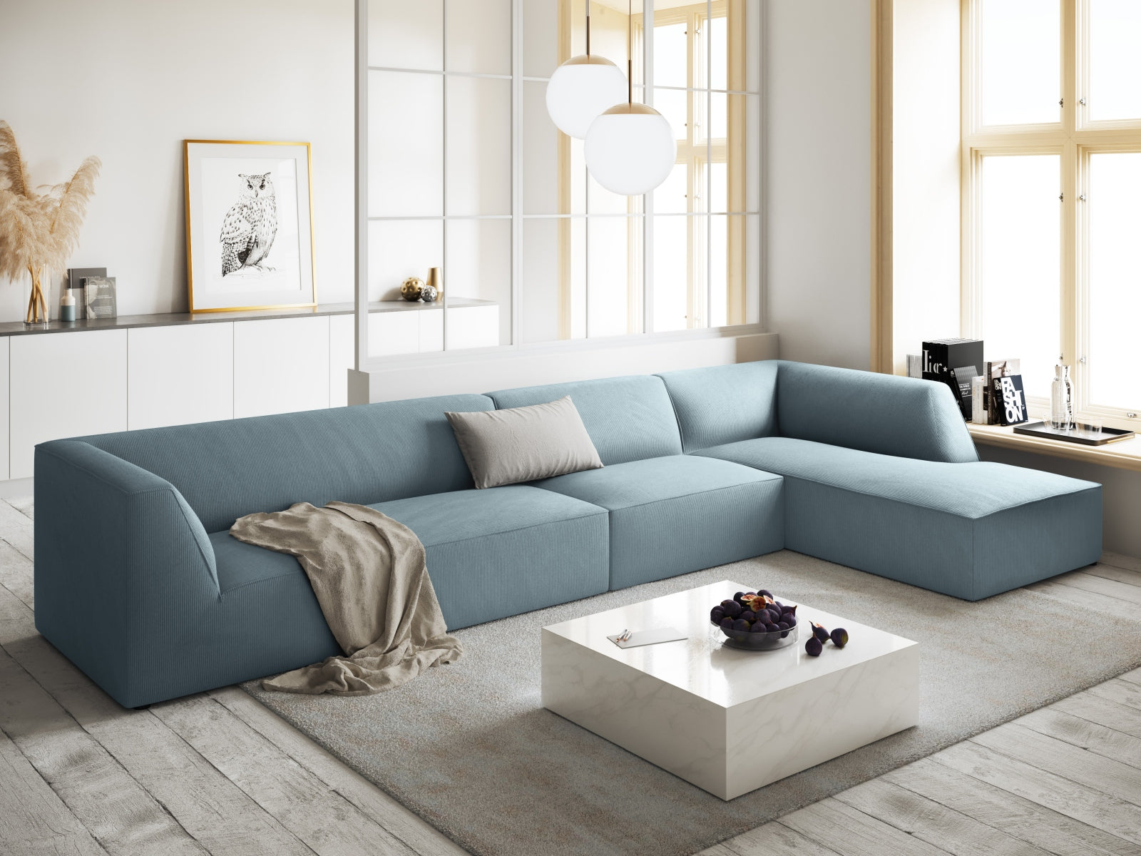 Ruby Modulares Ecksofa rechts 5 Sitzer in Light Blue präsentiert im Onlineshop von KAQTU Design AG. Ecksofa rechts ist von Micadoni