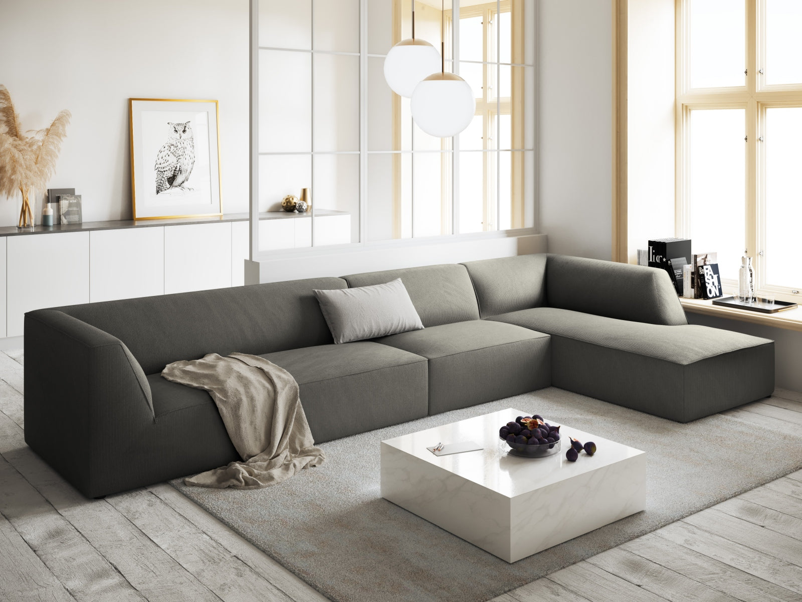 Ruby Modulares Ecksofa rechts 5 Sitzer in Light Grey präsentiert im Onlineshop von KAQTU Design AG. Ecksofa rechts ist von Micadoni