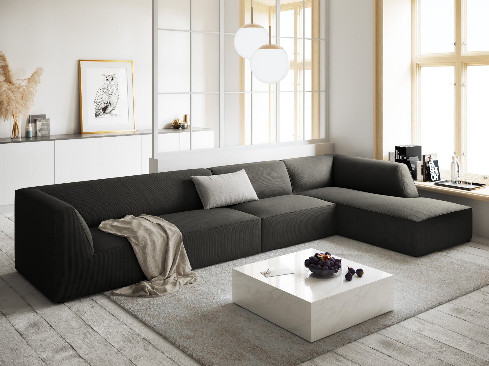 Ruby Modulares Ecksofa rechts 5 Sitzer in Dark Grey präsentiert im Onlineshop von KAQTU Design AG. Ecksofa rechts ist von Micadoni