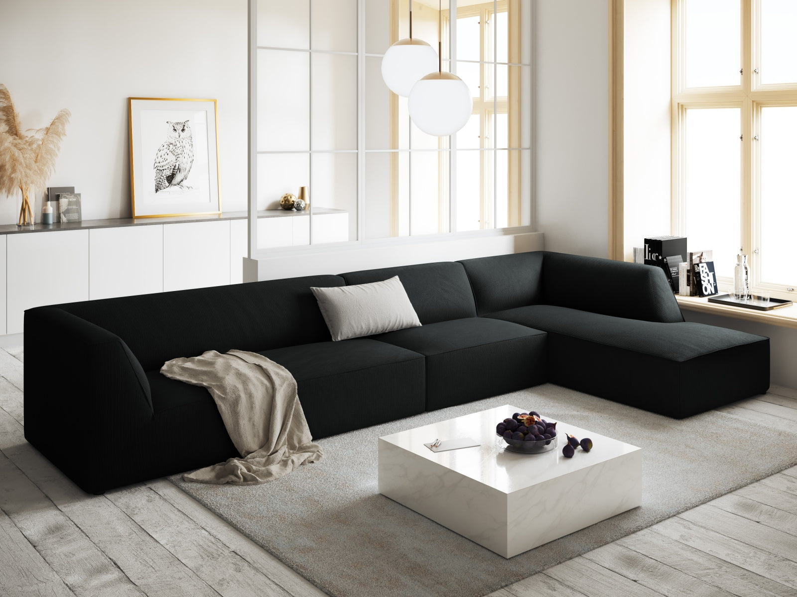Ruby Modulares Ecksofa rechts 5 Sitzer in Black präsentiert im Onlineshop von KAQTU Design AG. Ecksofa rechts ist von Micadoni