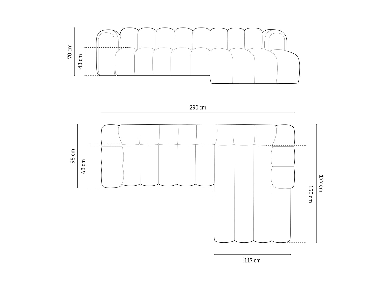 Lupine Modulares Ecksofa rechts 4 Sitzer in Beige präsentiert im Onlineshop von KAQTU Design AG. Ecksofa rechts ist von Micadoni