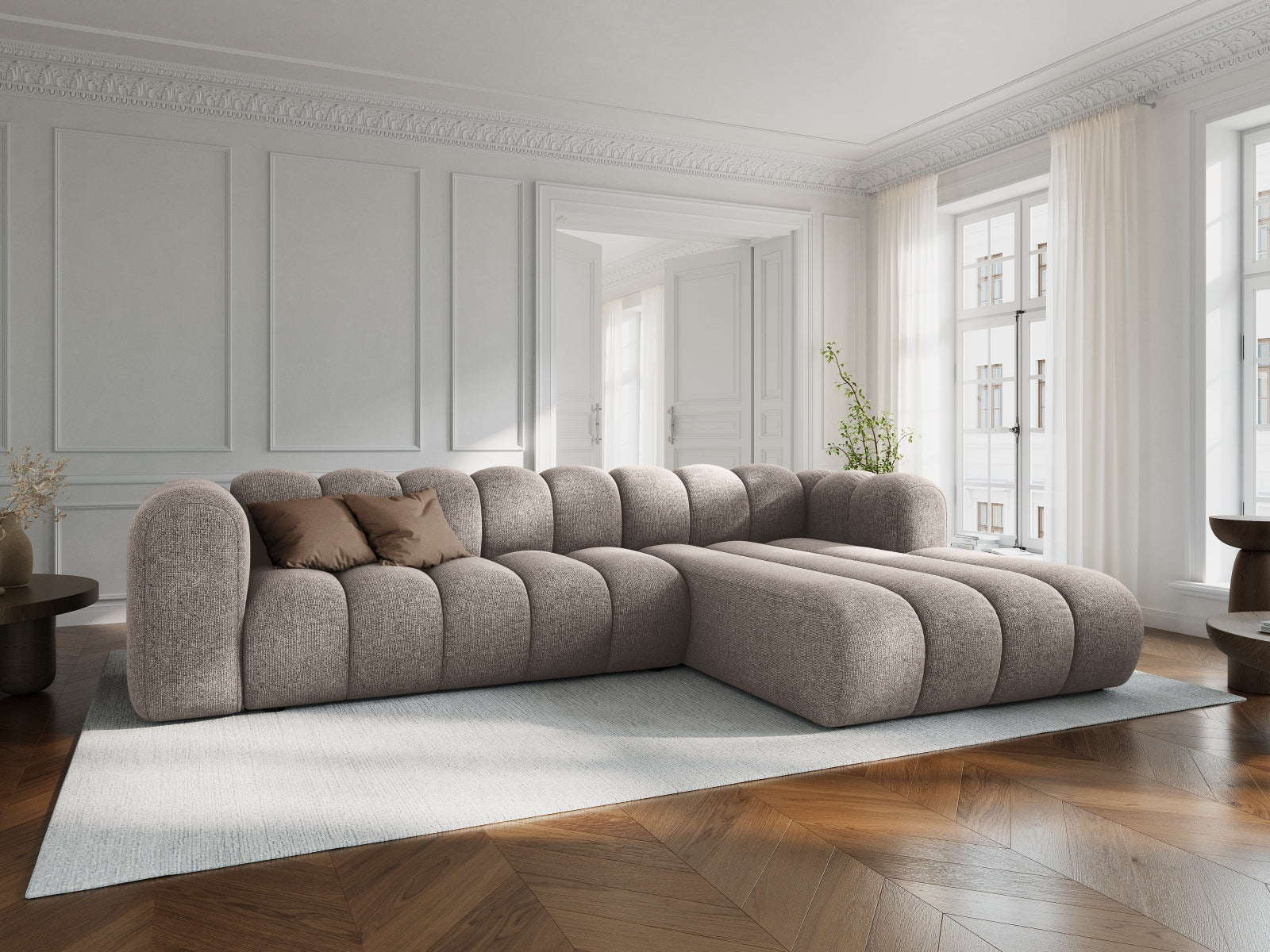 Lupine Modulares Ecksofa rechts 4 Sitzer in Beige präsentiert im Onlineshop von KAQTU Design AG. Ecksofa rechts ist von Micadoni