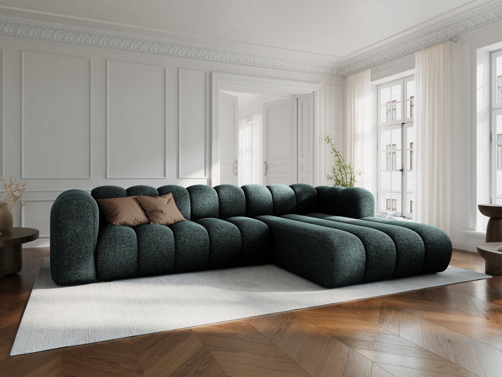 Lupine Modulares Ecksofa rechts 4 Sitzer in Petrol präsentiert im Onlineshop von KAQTU Design AG. Ecksofa rechts ist von Micadoni