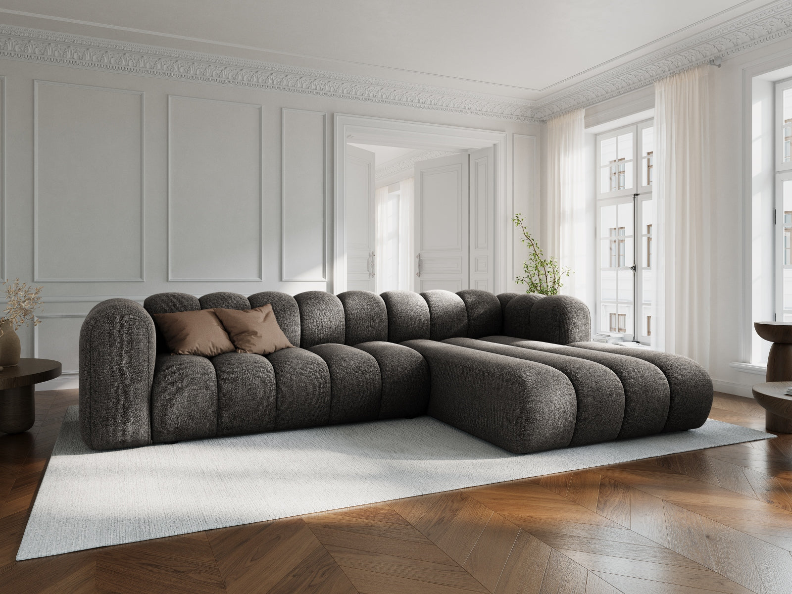 Lupine Modulares Ecksofa rechts 4 Sitzer in Grey präsentiert im Onlineshop von KAQTU Design AG. Ecksofa rechts ist von Micadoni