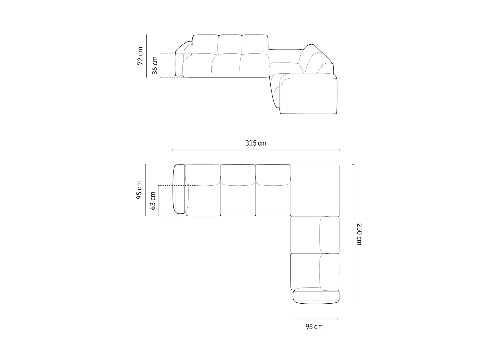 Molino Ecksofa rechts 6 Sitzer in Light Beige präsentiert im Onlineshop von KAQTU Design AG. Ecksofa rechts ist von Micadoni