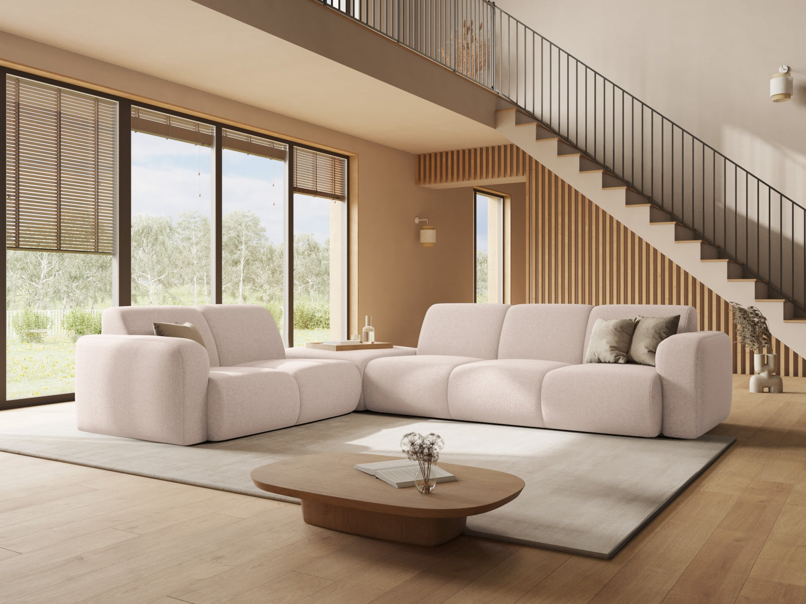Molino Ecksofa rechts 6 Sitzer in Beige präsentiert im Onlineshop von KAQTU Design AG. Ecksofa rechts ist von Micadoni