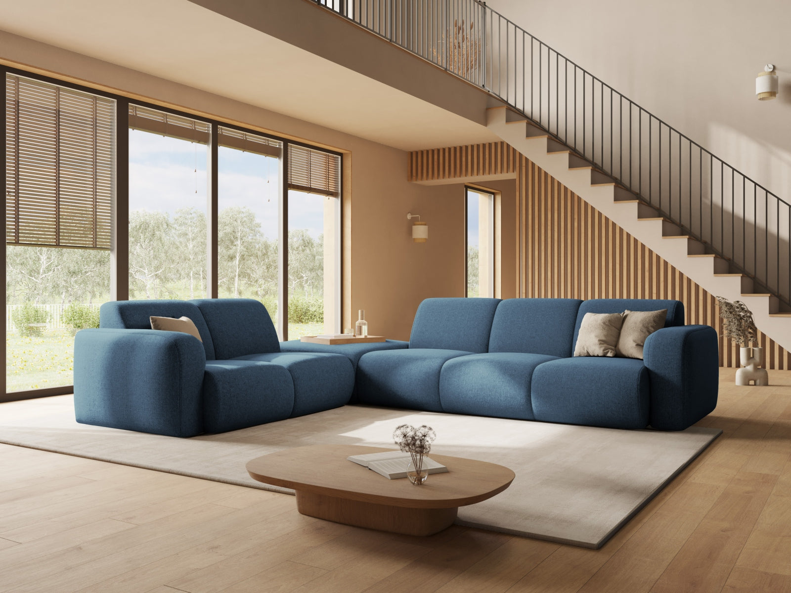 Molino Ecksofa rechts 6 Sitzer in Petrol präsentiert im Onlineshop von KAQTU Design AG. Ecksofa rechts ist von Micadoni