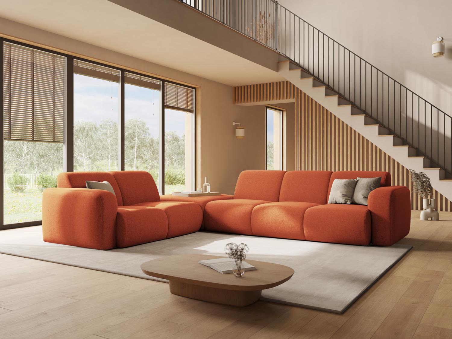 Stylisches Molino Ecksofa rechts für 6 Personen in elegantem Schwarz, ideal für moderne Wohnräume und gemütliche Abende.