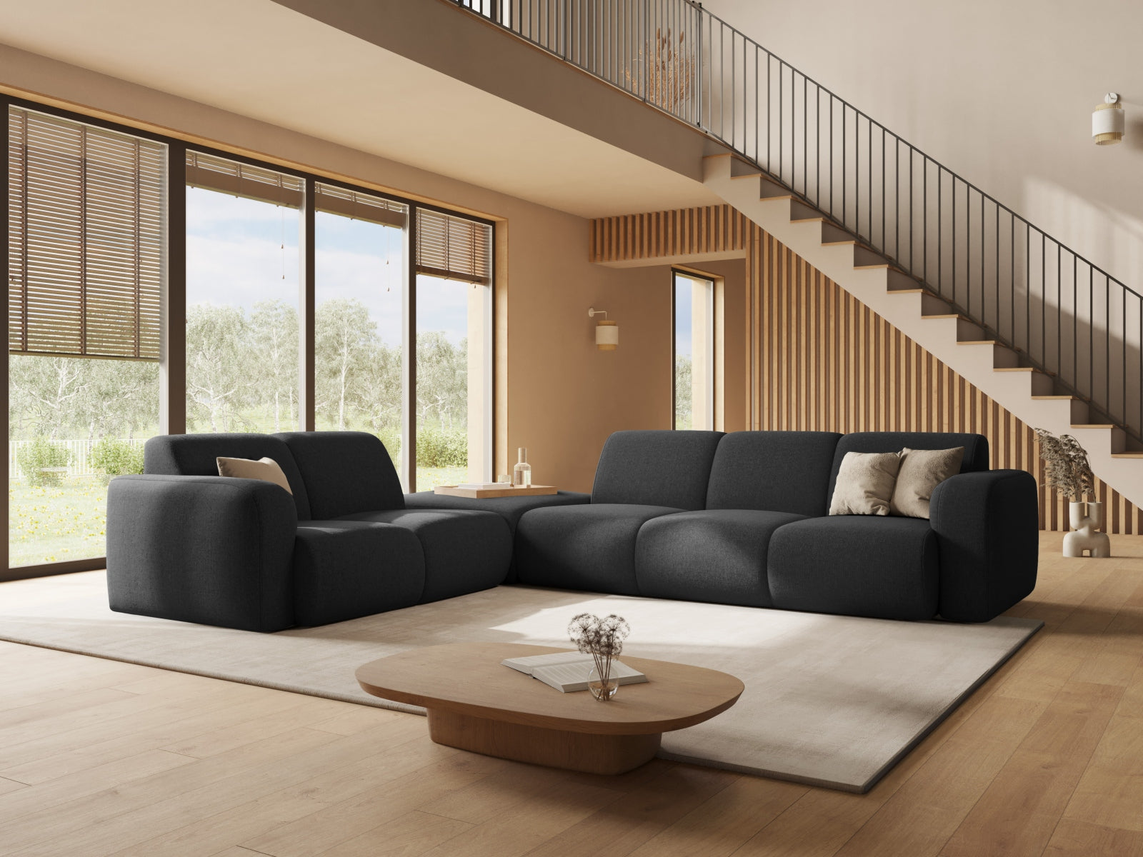 Molino Ecksofa rechts 6 Sitzer in Beige präsentiert im Onlineshop von KAQTU Design AG. Ecksofa rechts ist von Micadoni