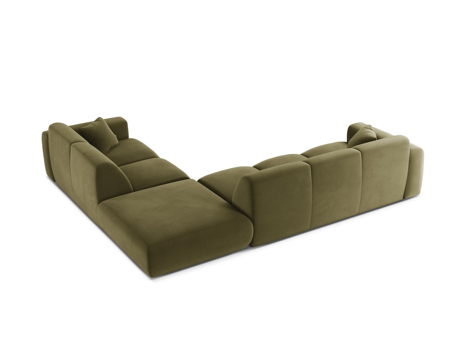 Modernes 6-Sitzer Ecksofa rechts Molino in sanftem Mintgrün, ideal für einladende Wohnräume und entspannte Stunden, von Micadoni.
