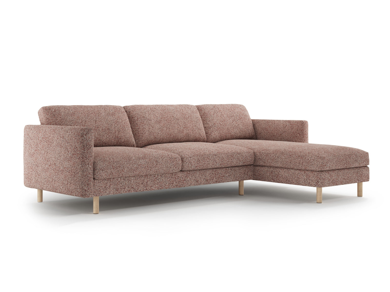 Stylisches Eden Ecksofa rechts im modernen Design, 4-Sitzer in Pink Melange, ideal für gemütliche Wohnräume.