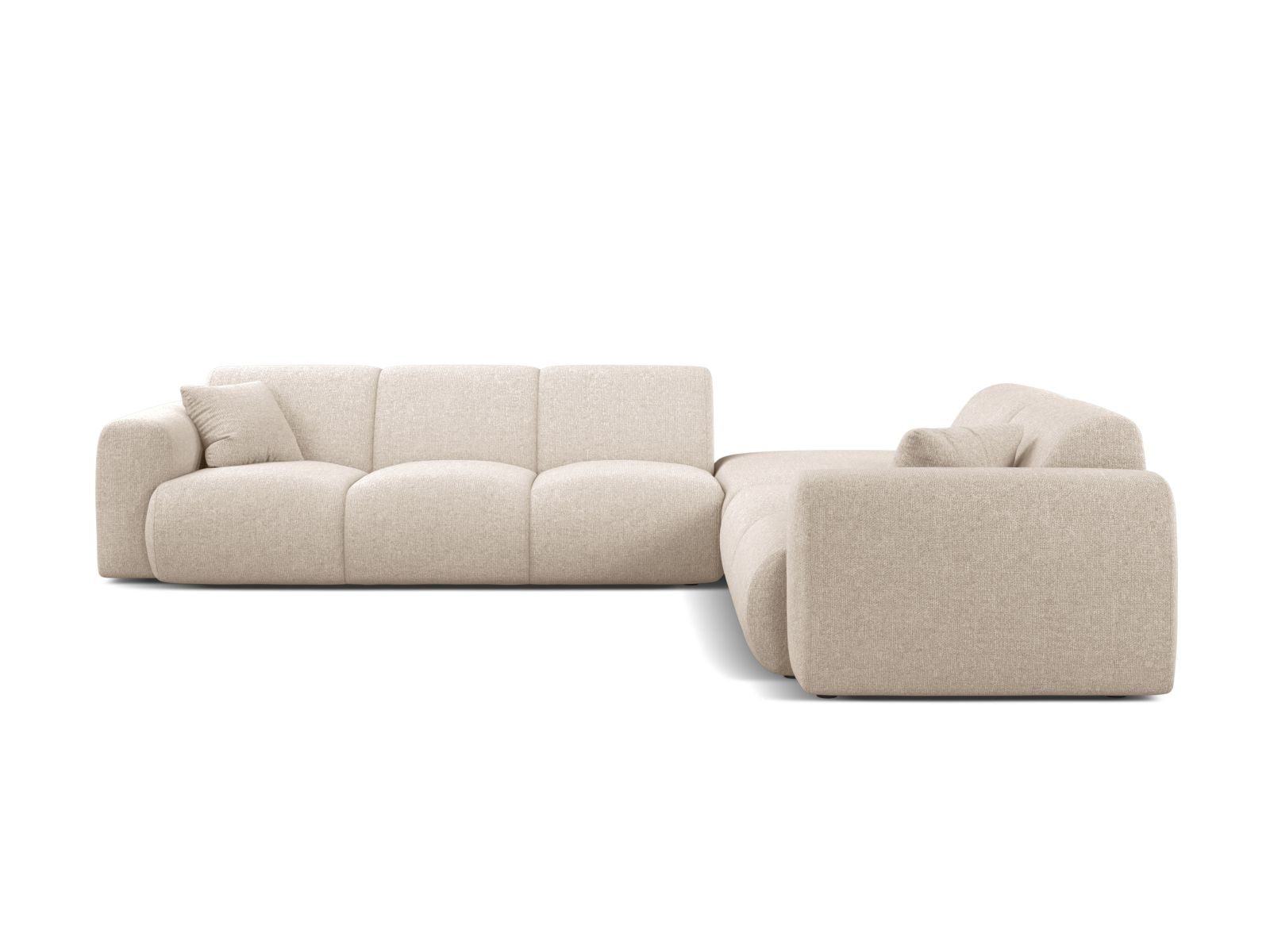 Elegantes 6-Sitzer Ecksofa rechts Molino in sanftem Beige, ideal für stilvolle Wohnräume. Hochwertige Verarbeitung von Micadoni.
