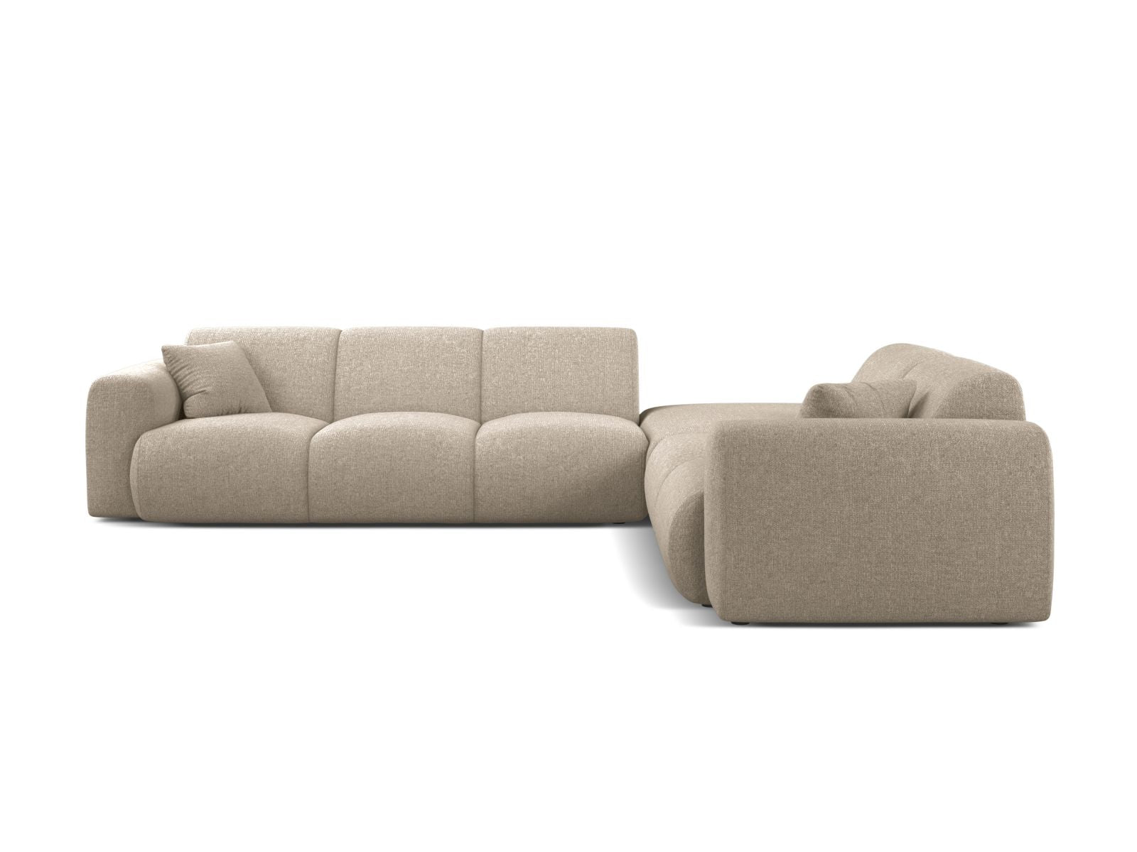 Elegantes 6-Sitzer Ecksofa rechts Molino in stilvollem Dunkelbeige, ideal für moderne Wohnräume und gemütliche Abende.