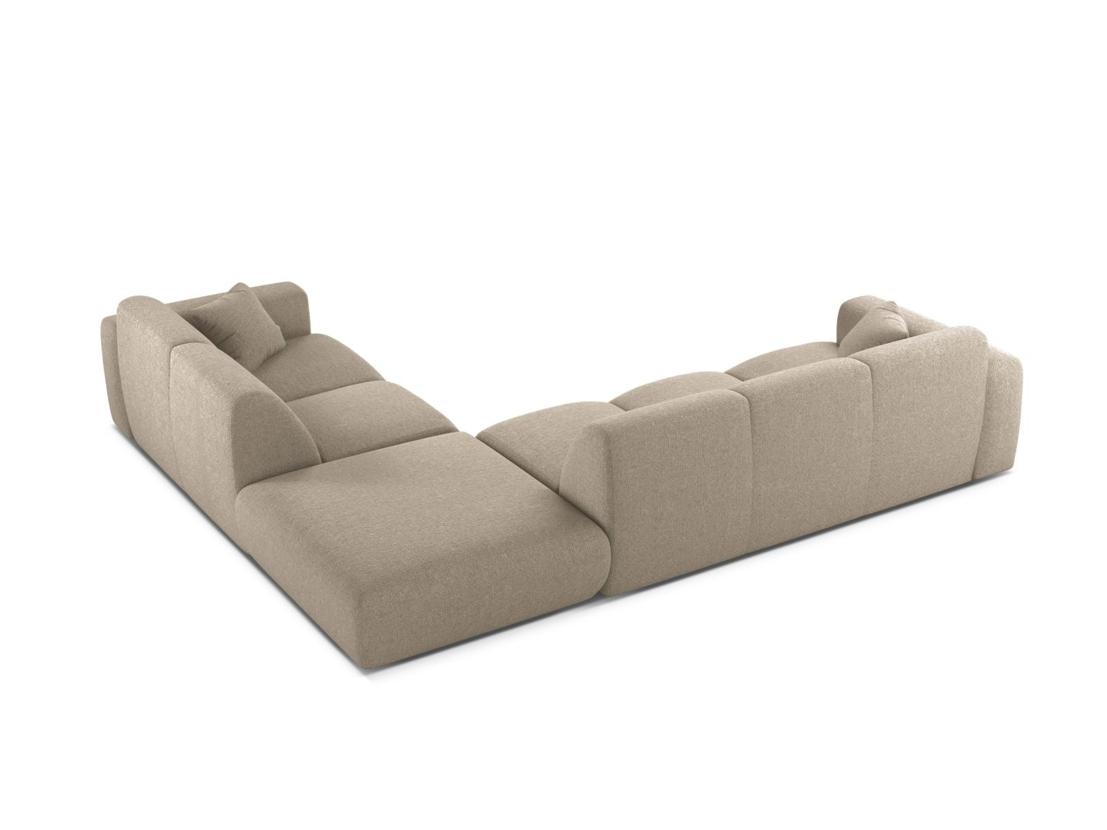 Elegantes 6-Sitzer Ecksofa rechts Molino in hochwertigem Dunkelbeige, ideal für gesellige Abende und modernes Wohndesign.
