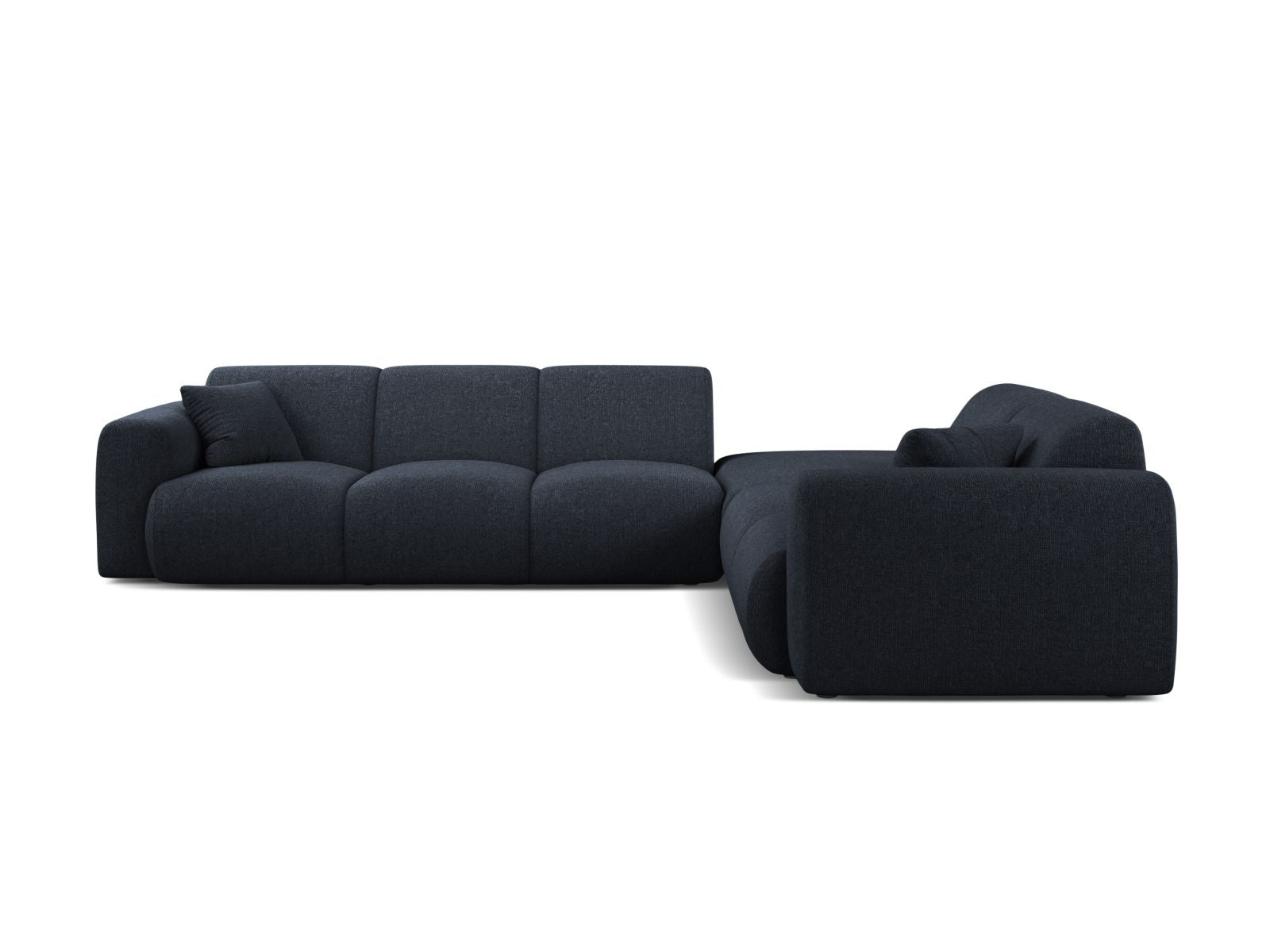 Elegantes 6-Sitzer Ecksofa rechts Molino in Navy Blue-Eden, ideal für stilvolle Wohnräume, von Micadoni.