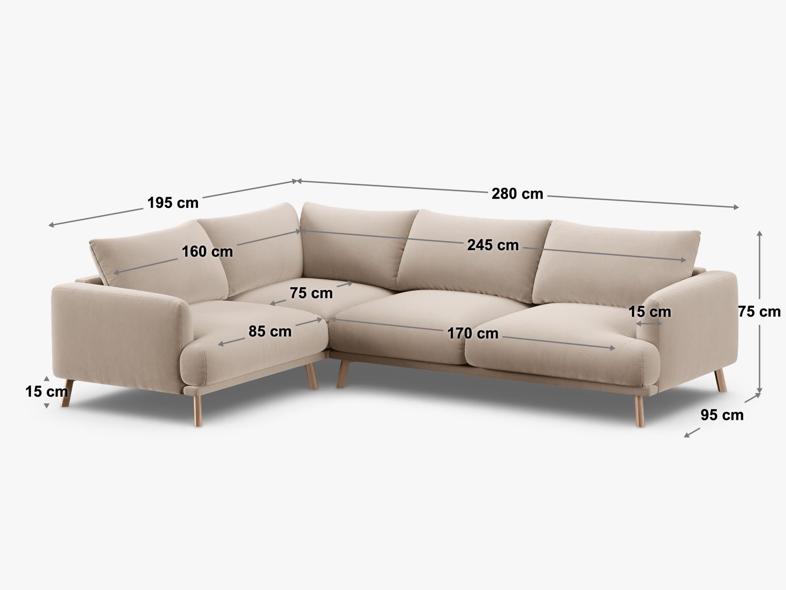 4-Sitzer Ecksofa rechts Naomi in Beige-Liberty präsentiert im Onlineshop von KAQTU Design AG. Ecksofa rechts ist von Micadoni