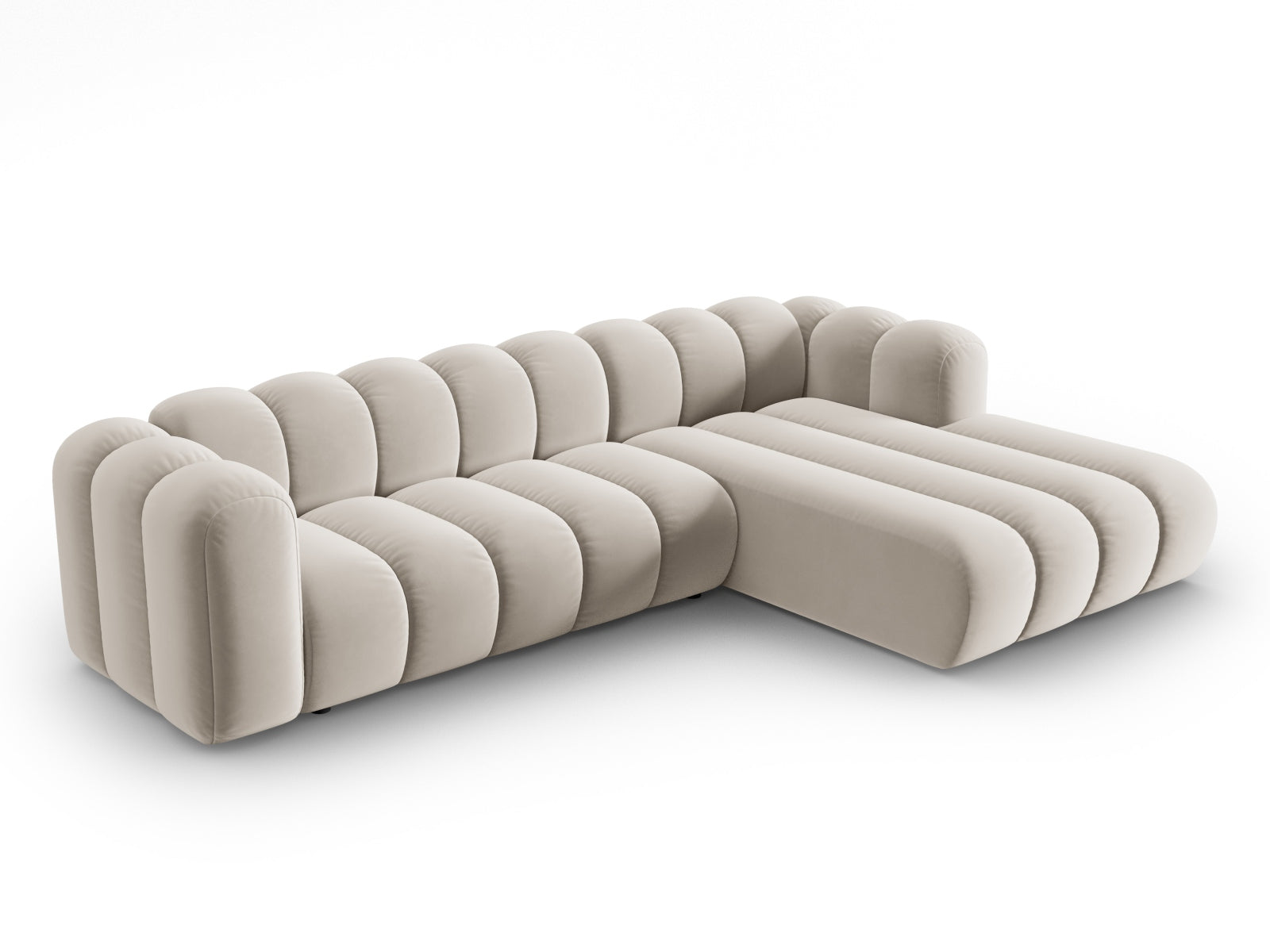Lupine Velour modulares Ecksofa rechts 4 Sitzer in Beige präsentiert im Onlineshop von KAQTU Design AG. Ecksofa rechts ist von Micadoni