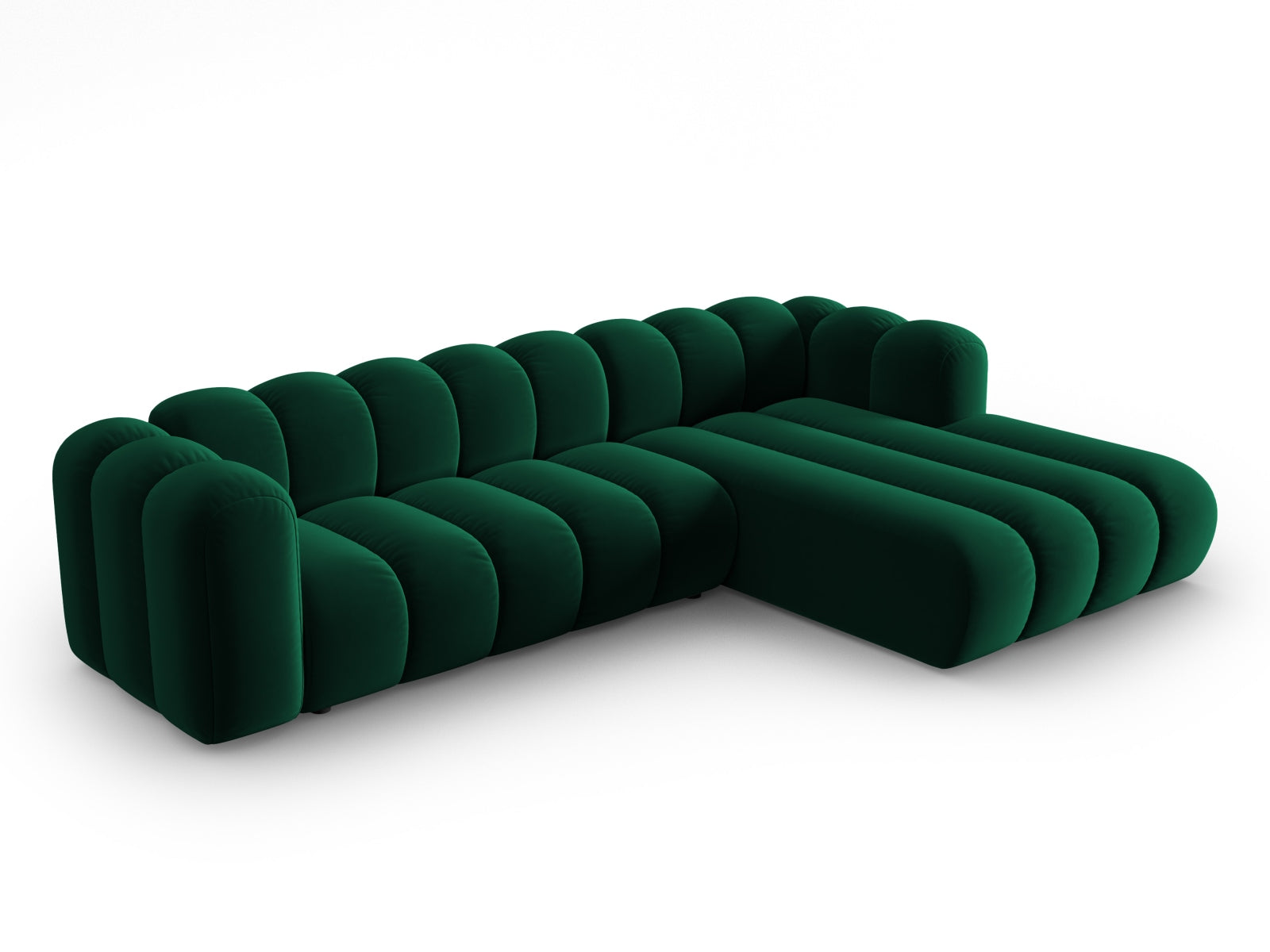 Entdecken Sie das elegante Lupine Velour Ecksofa rechts von Micadoni – ein 4-Sitzer, der Stil, Komfort und Flexibilität vereint. Ideal für Ihr Zuhause!