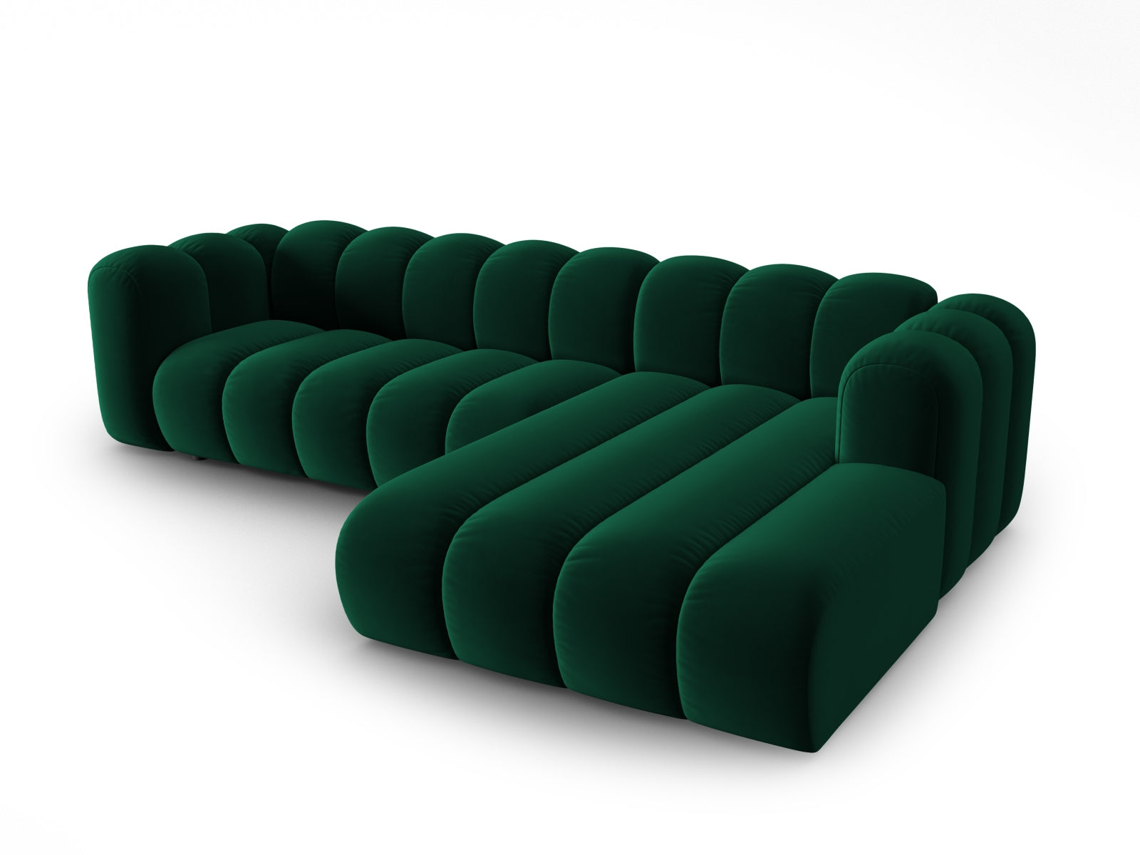 Modulares Ecksofa in edlem Bottle Green, 4-Sitzer von Micadoni, perfekt für moderne Wohnkonzepte und gemütliche Abende.