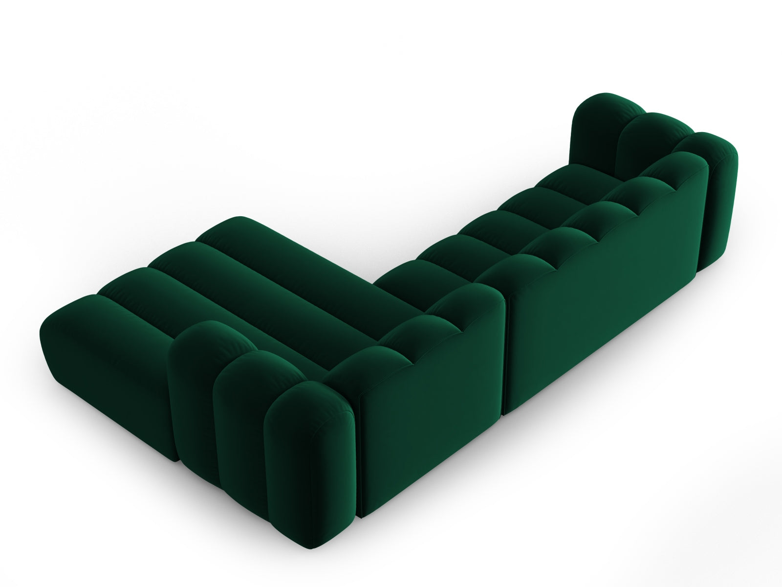 Elegantes, modulares Ecksofa in tiefem Flaschengrün, 4-Sitzer von Micadoni, ideal für stilvolle Wohnräume und entspannte Stunden.
