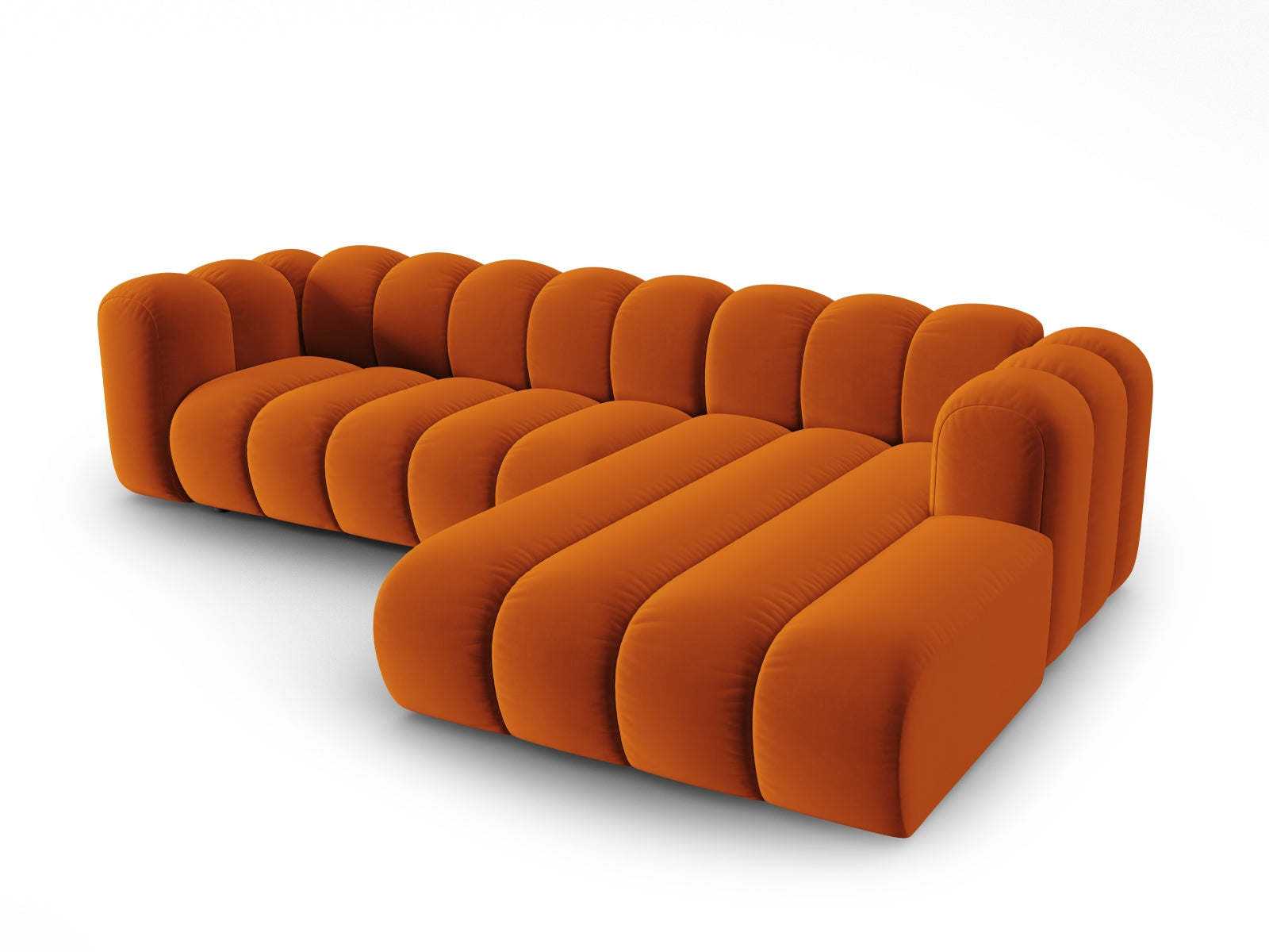 Erleben Sie das Lupine Velour Ecksofa rechts von Micadoni – ein modulares 4-Sitzer Sofa, das Eleganz, Komfort und Anpassungsfähigkeit in Ihr Zuhause bringt.