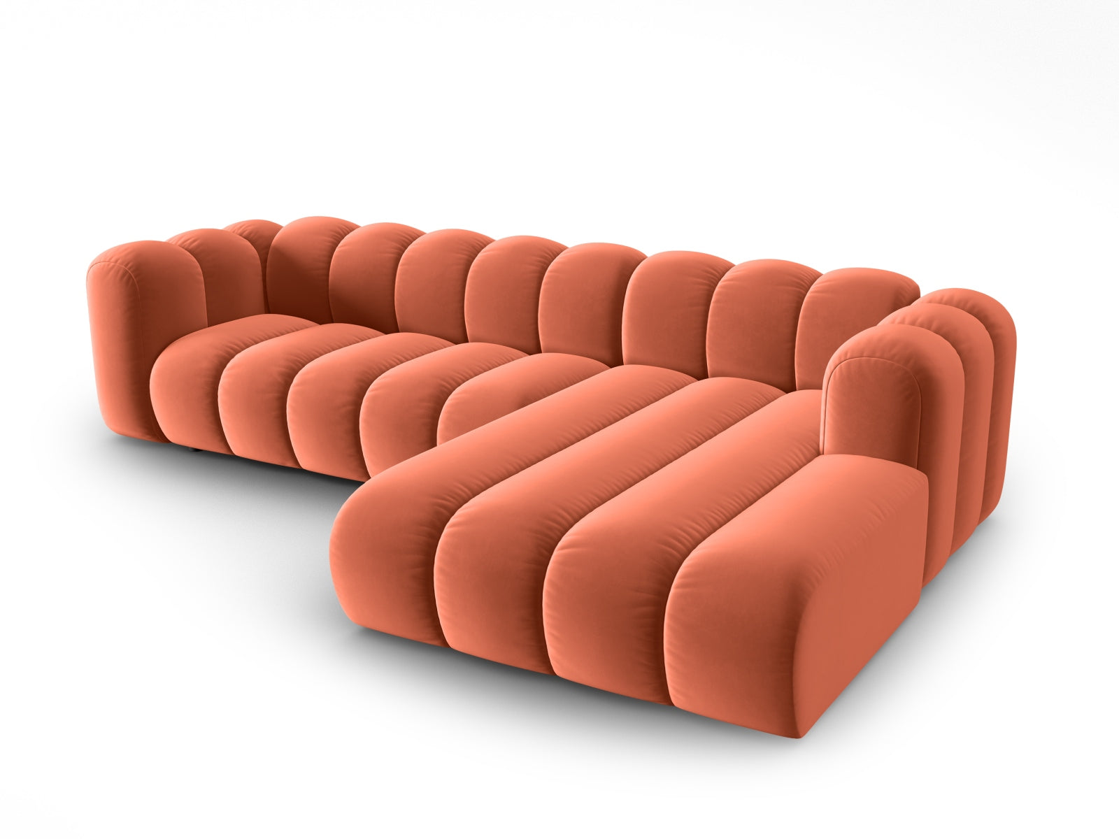 Modulares Ecksofa in Coral-Salvador von Micadoni, 4-Sitzer mit modernem Design, perfekt für gemütliche und stilvolle Wohnbereiche.