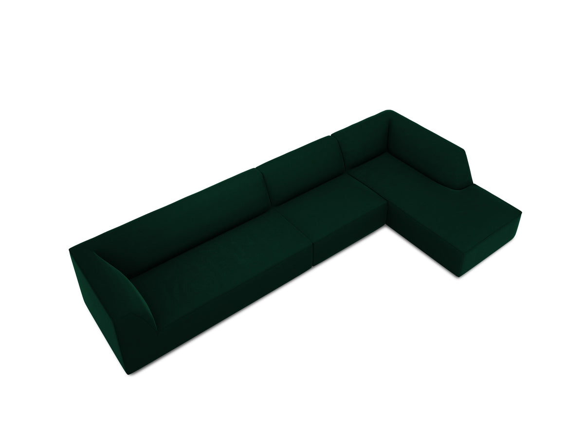 Ruby Velour modulares Ecksofa rechts 5 Sitzer in Bottle Green-Salvador präsentiert im Onlineshop von KAQTU Design AG. L-Sofa rechts ist von Micadoni