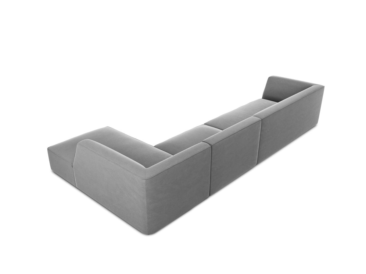 Ruby Velour modulares Ecksofa rechts 5 Sitzer in Grey-Salvador präsentiert im Onlineshop von KAQTU Design AG. L-Sofa rechts ist von Micadoni
