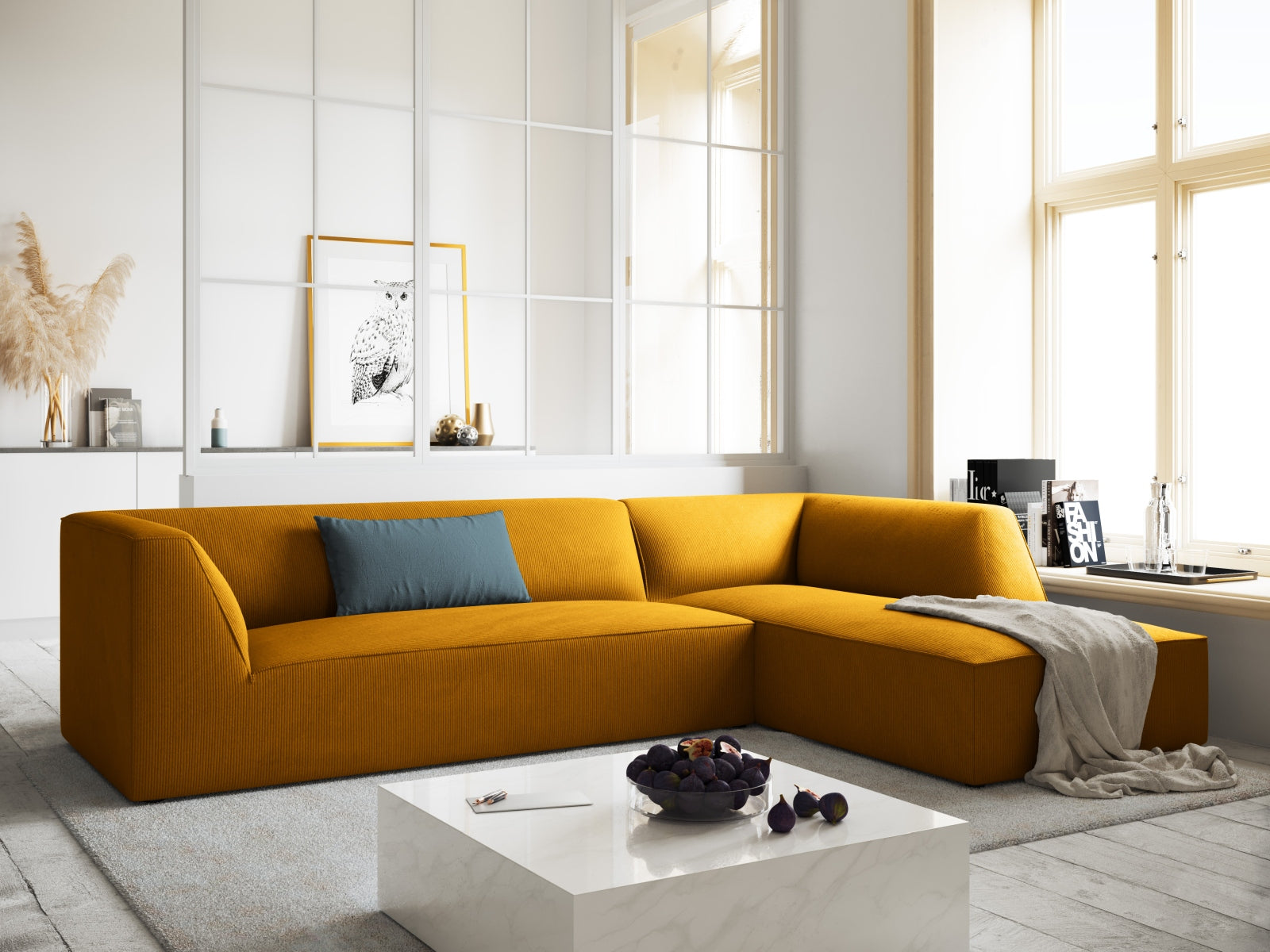 Ruby Modulares Ecksofa rechts 4 Sitzer in Yellow präsentiert im Onlineshop von KAQTU Design AG. Ecksofa rechts ist von Micadoni