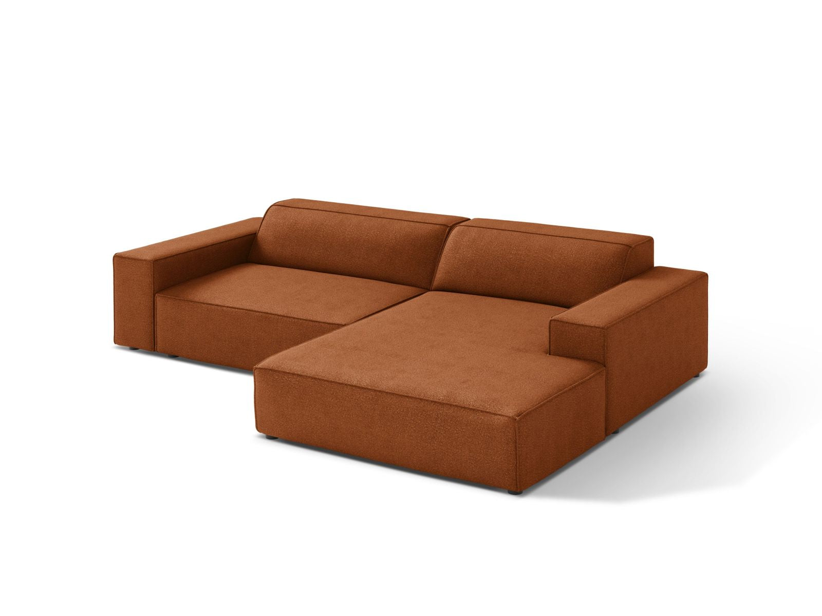 Elegantes Jodie Boucle Ecksofa in Terracotta, modulare 3-Sitzer-Variante von Micadoni, ideal für stilvolle Wohnräume.