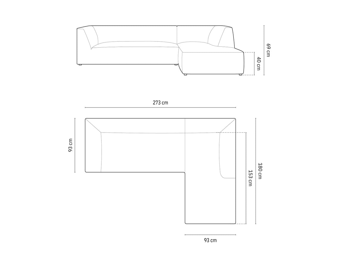 Ruby Modulares Ecksofa rechts 4 Sitzer in Coral-Ottawa präsentiert im Onlineshop von KAQTU Design AG. L-Sofa rechts ist von Micadoni