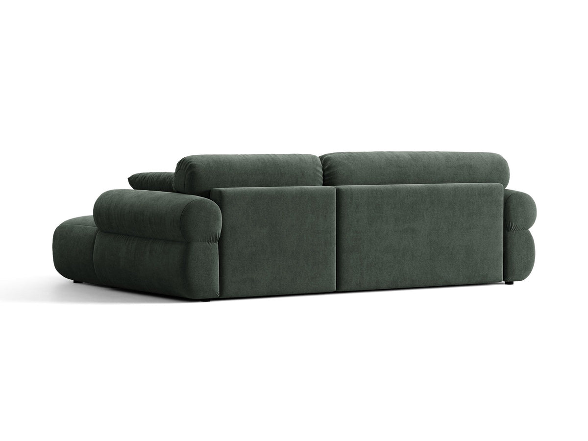 Beiges L-Sofa Ophelia von Micadoni mit Liberty-Stoffbezug, schwarzen Kunststoffbeinen und niedriger Rückenlehne, Ausrichtung rechts.