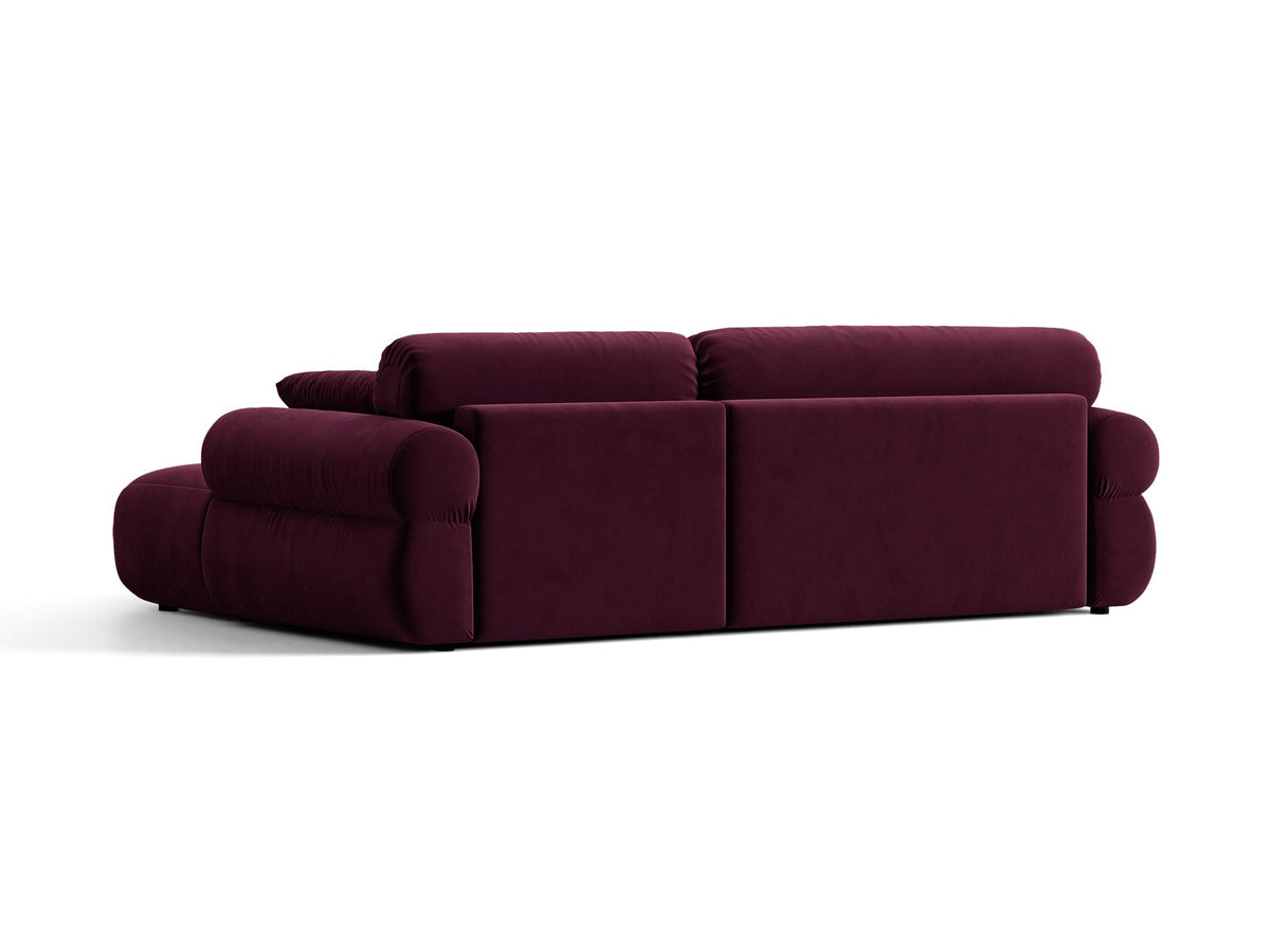 Beiges L-Sofa Ophelia von Micadoni mit Liberty-Stoffbezug, schwarzen Kunststoffbeinen und niedriger Rückenlehne, Ausrichtung rechts.