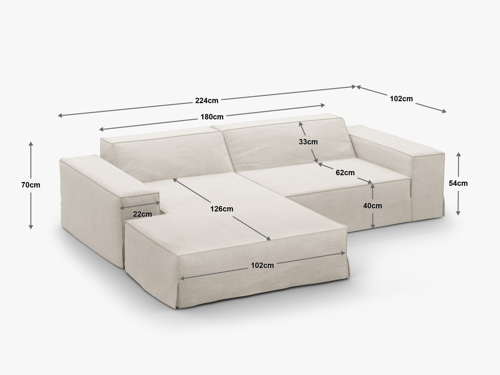 Jodie Modular Ecksofa rechts 3 Sitzer in Muted Blue präsentiert im Onlineshop von KAQTU Design AG. Ecksofa rechts ist von Micadoni