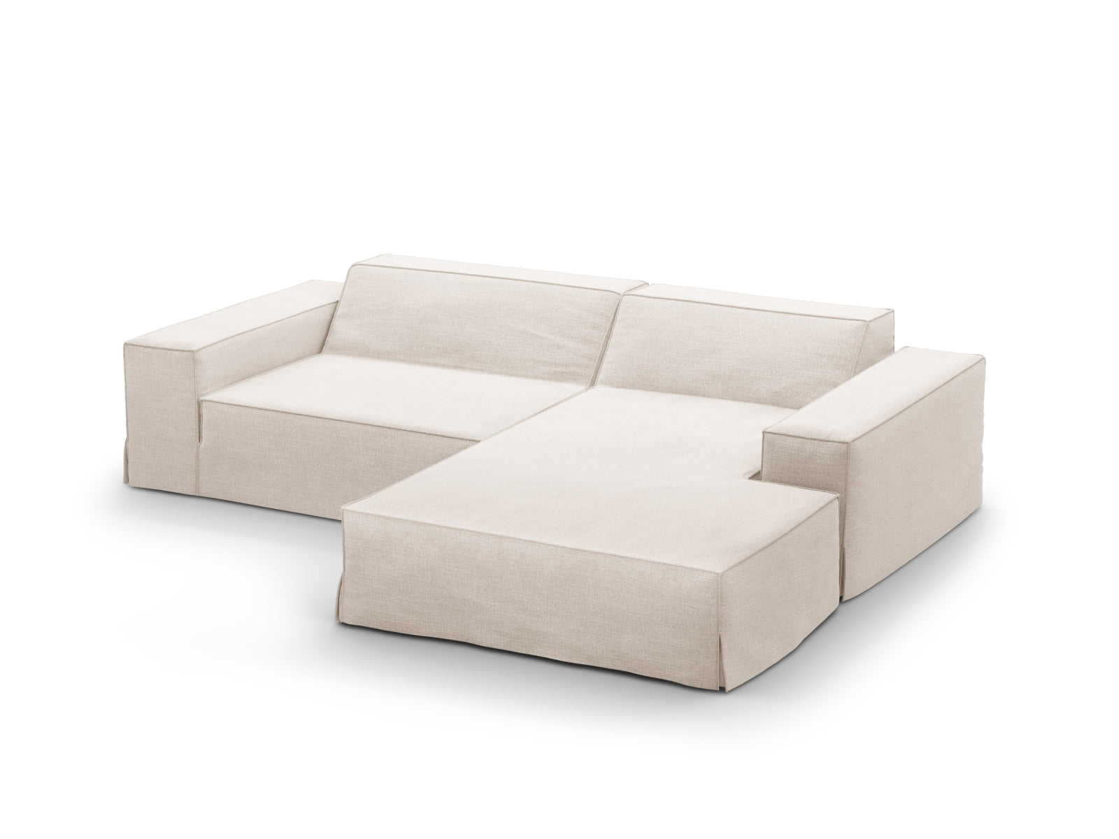 Beiges, modernes Ecksofa Jodie von Micadoni, perfekt für gemütliche Ecken. Stilvolles Design und hohe Flexibilität für jeden Raum.